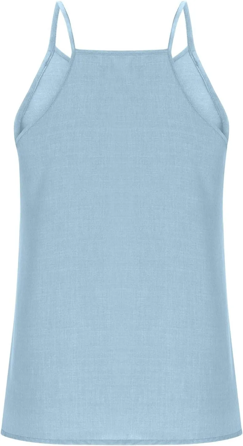 Womens Deep V Neck Wrap Spaghetti Strap Tank Tops Summer Boho Sleeveless Dressy Casual Ladies Shirts Blouses 2025