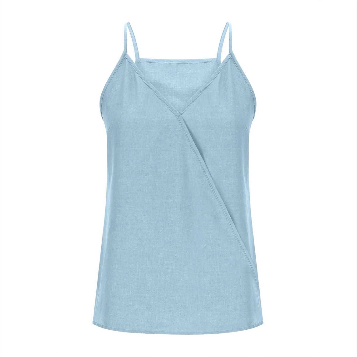 Womens Deep V Neck Wrap Spaghetti Strap Tank Tops Summer Boho Sleeveless Dressy Casual Ladies Shirts Blouses 2025