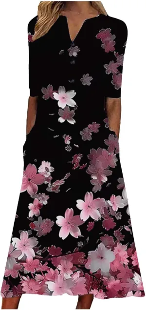 Womens Dresses Summer V Neck Ruffle Dress Short Sleeve Floral Mini Dress Holiday Party Dresses for Women 2025