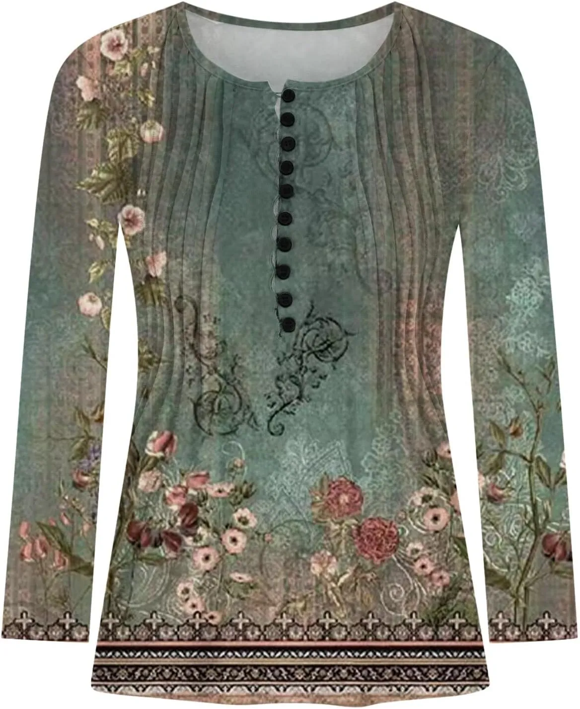 Womens Fall Fashion Tunic Shirts Long Sleeve Button Down Tops Casual Loose Comfy Blouses Empire Waist Clothes