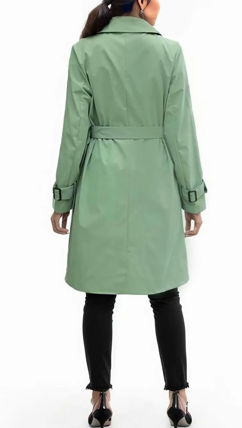 Womens Fashion Temperament Trench Coat Long Sleeve Double Breasted Outwear Casual Loose Oversized Overcoat with Belt