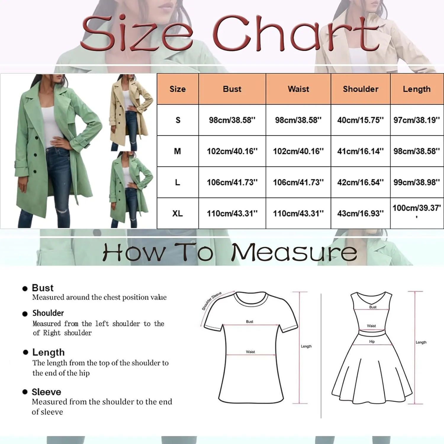 Womens Fashion Temperament Trench Coat Long Sleeve Double Breasted Outwear Casual Loose Oversized Overcoat with Belt