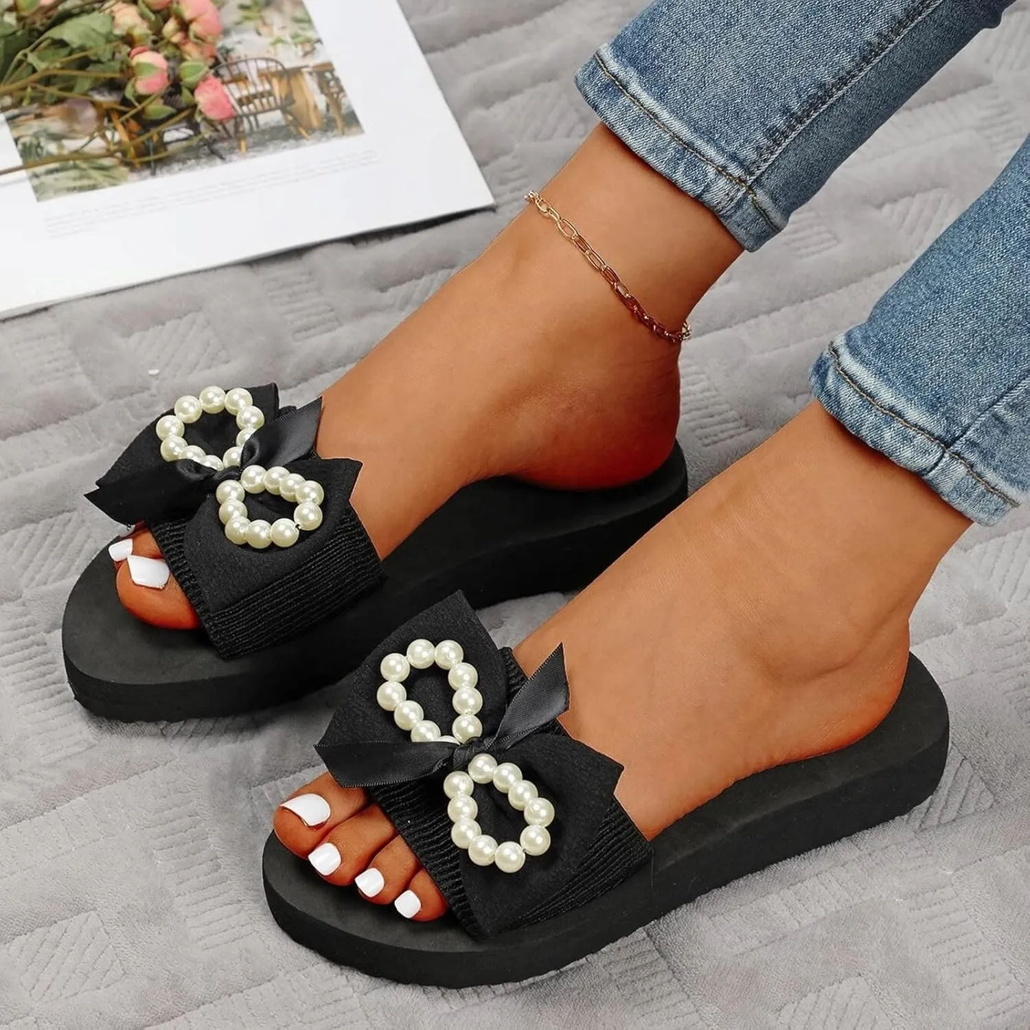 Womens Flat Sandals Casual Beach Shoes Open Toes Lightweight Women Outdoor Slip on Shoes