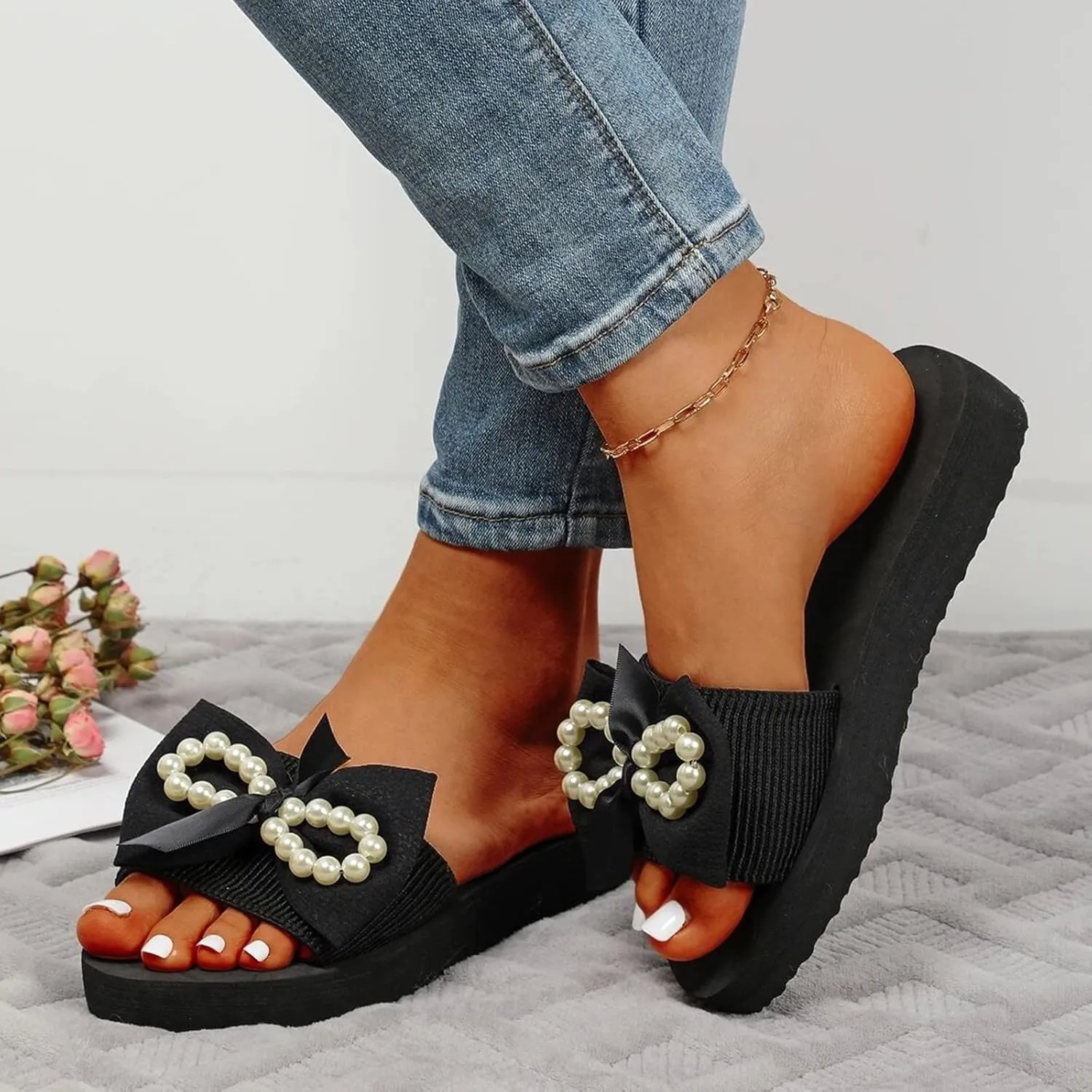 Womens Flat Sandals Casual Beach Shoes Open Toes Lightweight Women Outdoor Slip on Shoes