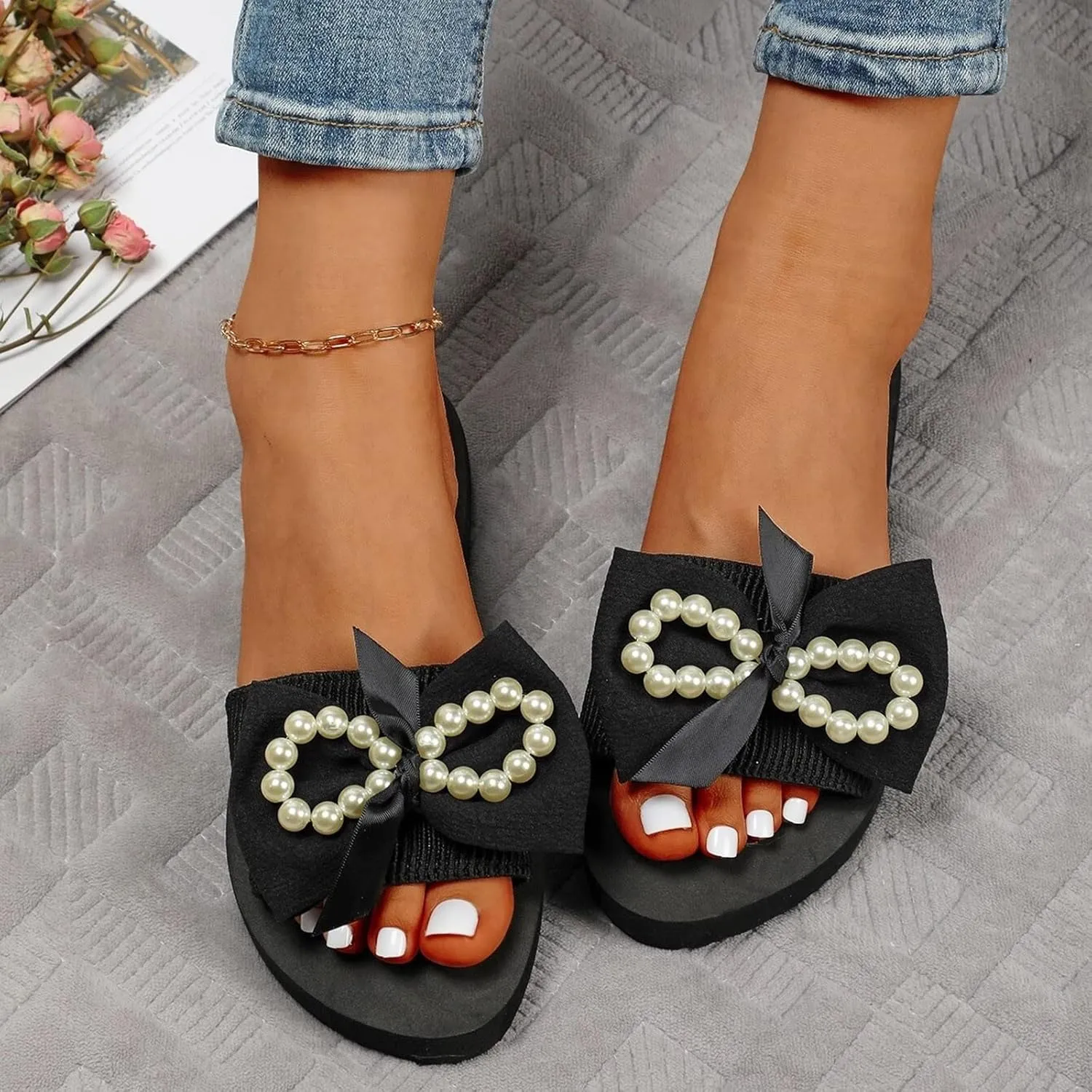Womens Flat Sandals Casual Beach Shoes Open Toes Lightweight Women Outdoor Slip on Shoes
