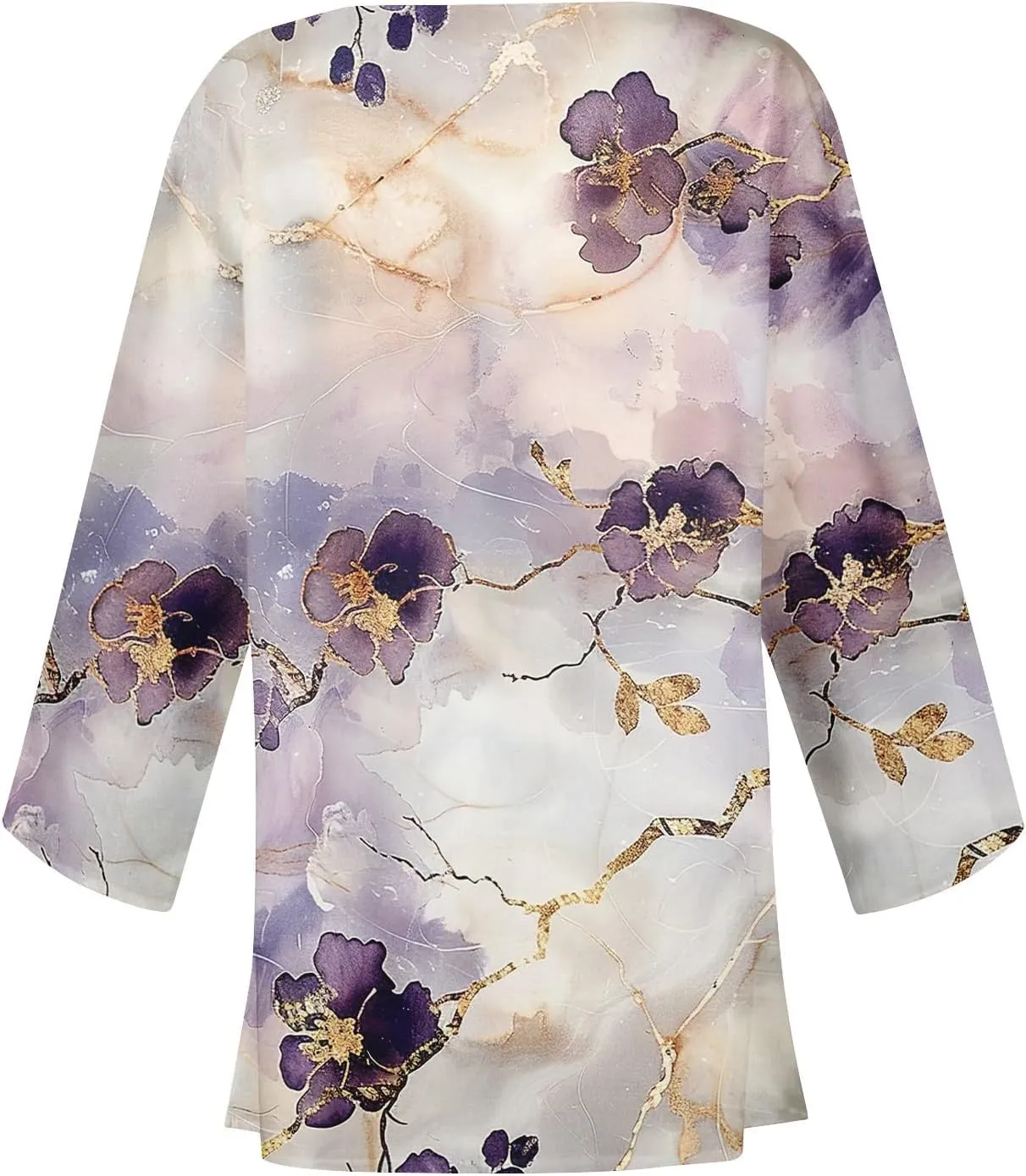 Womens Hawaiian Boho Lightweight Jackets Floral Print Puff Sleeve Kimono Cardigan Loose Cover Up Casual Blouse Top