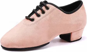 Women's Latin Dance Shoes Closed Toe Lace up Ballroom Modern Salsa Rhythm Teaching Practice Dance Shoes for Girls