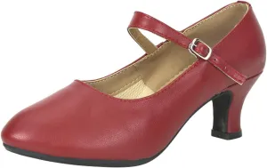 Women's Latin Dance Shoes Performance Ballroom Standard Adult Mid-Heeled Cowhide Upper Closed Toe Dancing Shoes