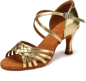 Women's Latin Dance Shoes Satin Practice Performance Ballroom Bachata Salsa Professional Dance Shoes,Model 3032-6B