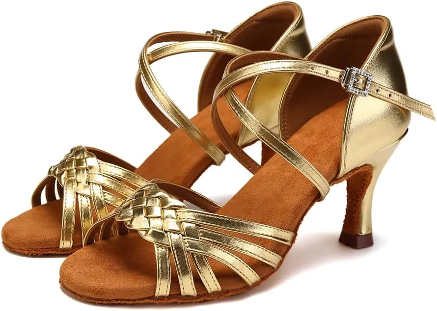 Women's Latin Dance Shoes Satin Practice Performance Ballroom Bachata Salsa Professional Dance Shoes,Model 3032-6B