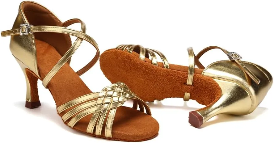 Women's Latin Dance Shoes Satin Practice Performance Ballroom Bachata Salsa Professional Dance Shoes,Model 3032-6B