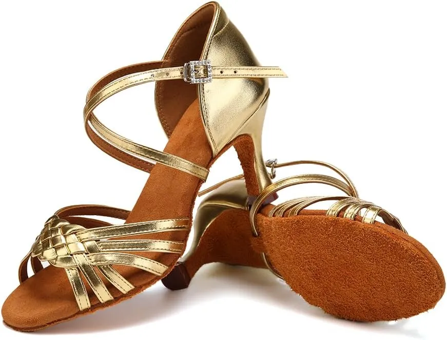 Women's Latin Dance Shoes Satin Practice Performance Ballroom Bachata Salsa Professional Dance Shoes,Model 3032-6B