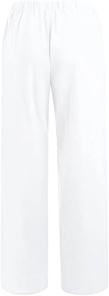Womens Linen Wide Leg Pants 2024 Casual Loose Lightweigt Beach Palazzo Harem Pants High Waisted Pants Comfy Trousers