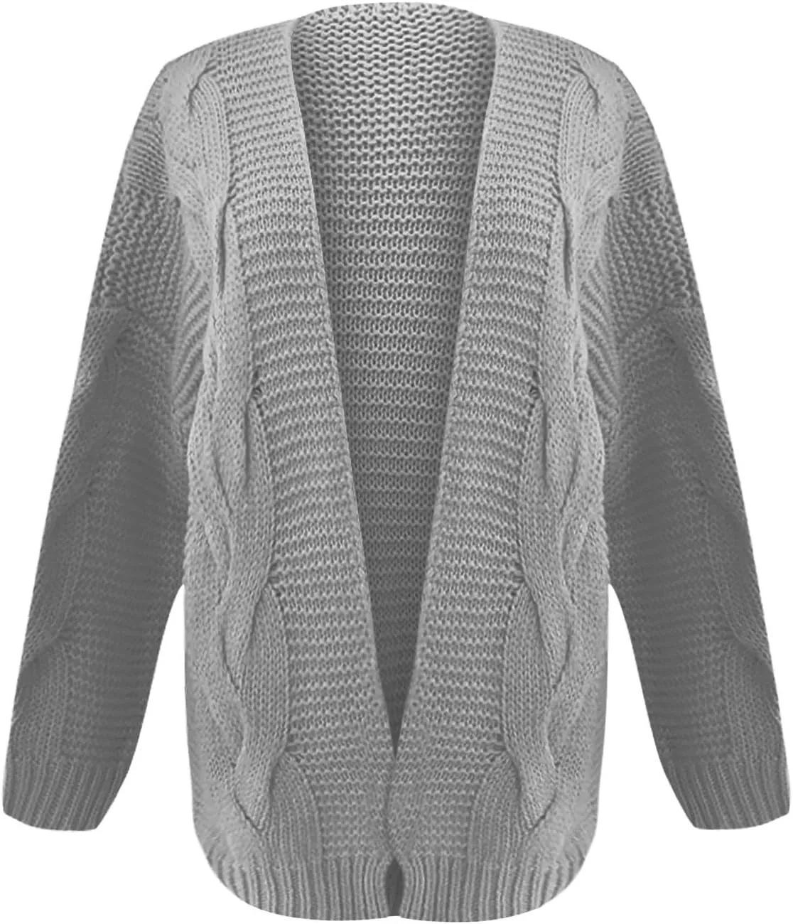 Womens Long Sleeve Chunky Knit Cardigan Open Front Cozy Oversized Sweater Coat Fashion Solid Loungewear with Pocket