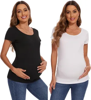 Women's Maternity Shirts Side Ruched Pregnancy T-Shirts