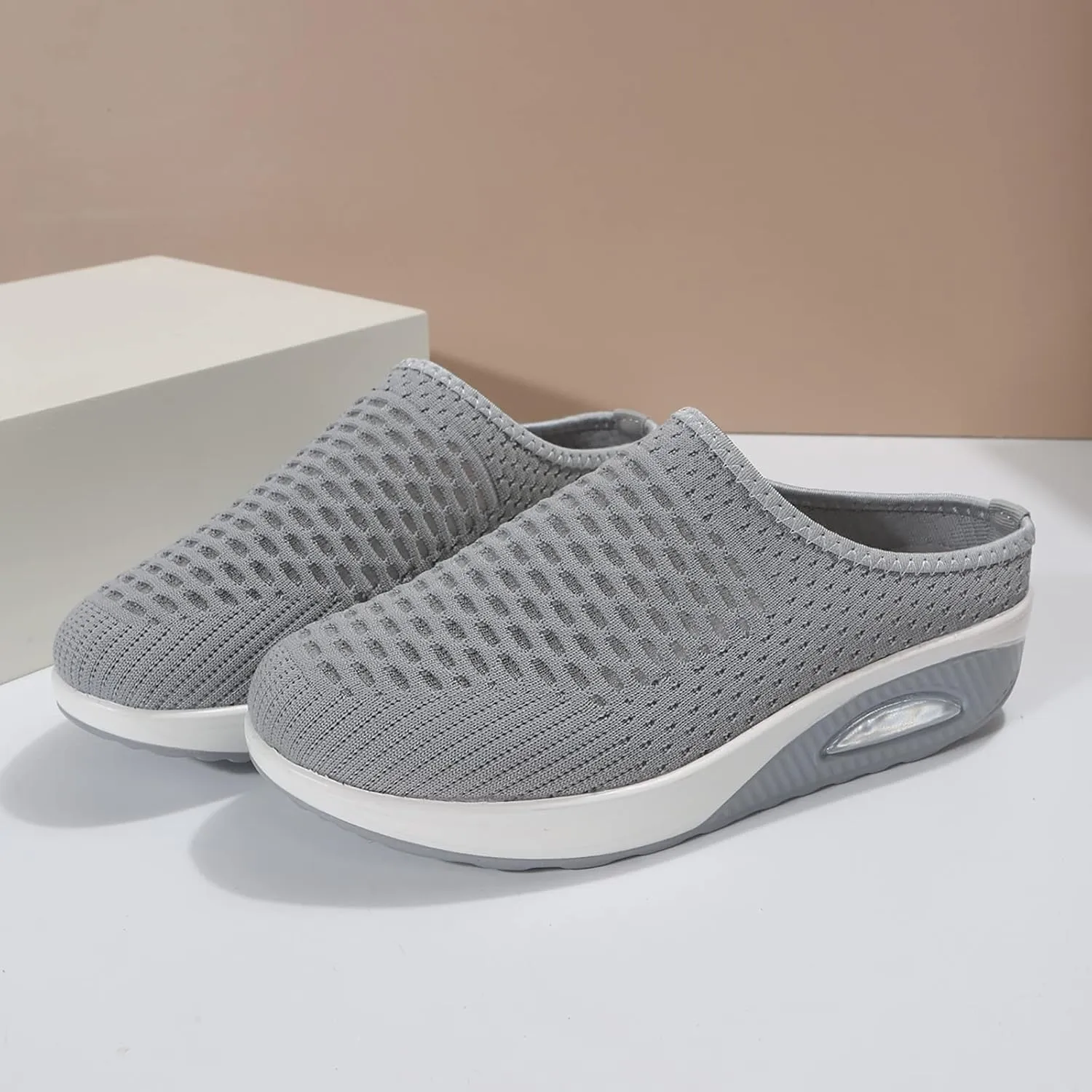 Women's Mules Clogs Shoes Breathable Mesh Wedge Walking Shoes Platform Sneakers Sport Sandals Casual Sneakers