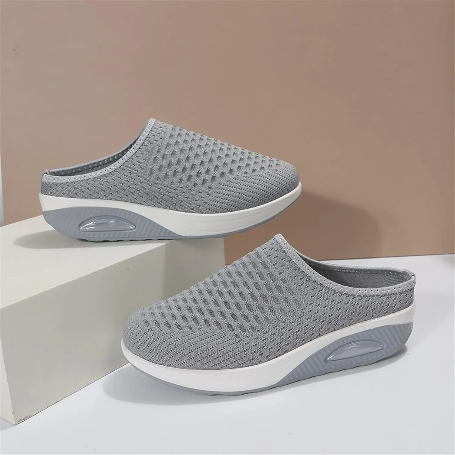 Women's Mules Clogs Shoes Breathable Mesh Wedge Walking Shoes Platform Sneakers Sport Sandals Casual Sneakers