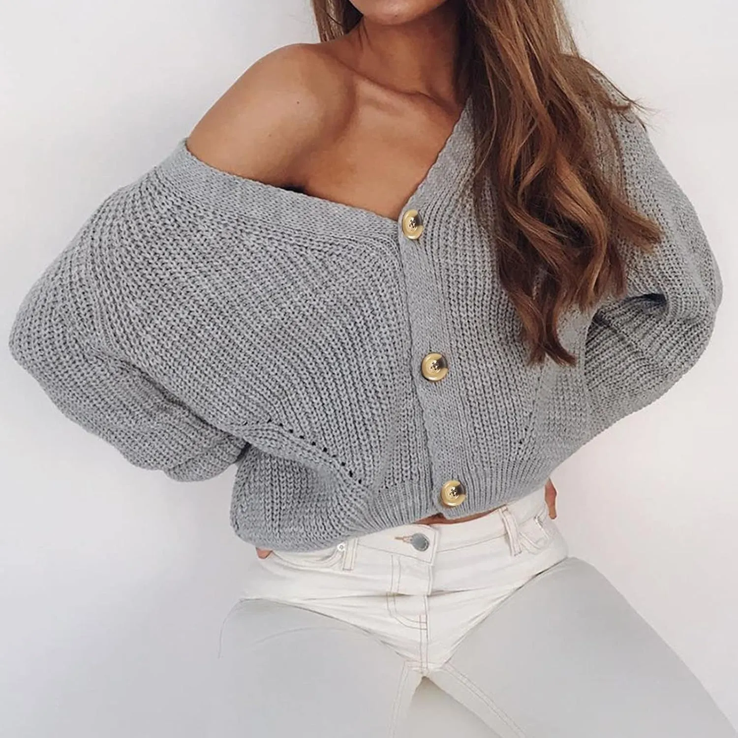 Women's Open Front Cardigan Buttons Hollow Out Cardigan Sweater Casual Soft Drape Fall Cardigan Women's 2024 Fall
