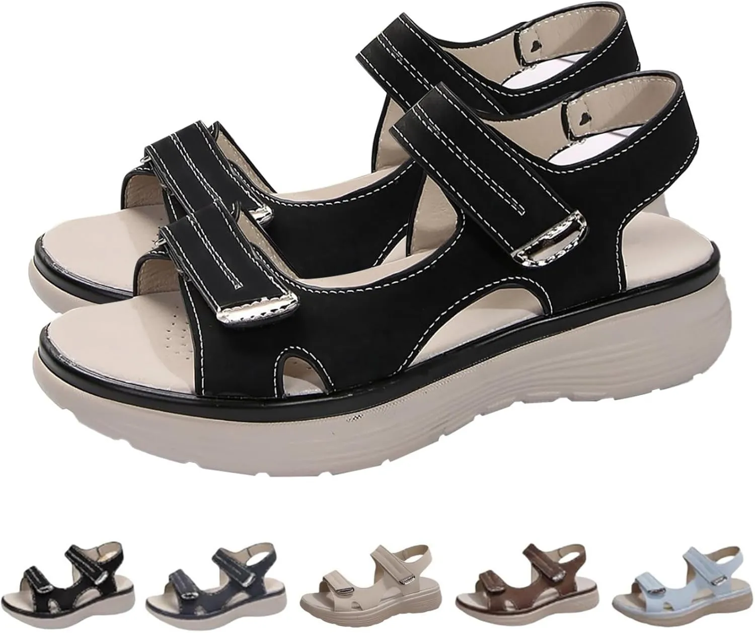 Women's Orthopedic Sandals Comfortable Walking Soft Cushion Foam Sandal Arch Support Shoes Wide Open Toe Shoes
