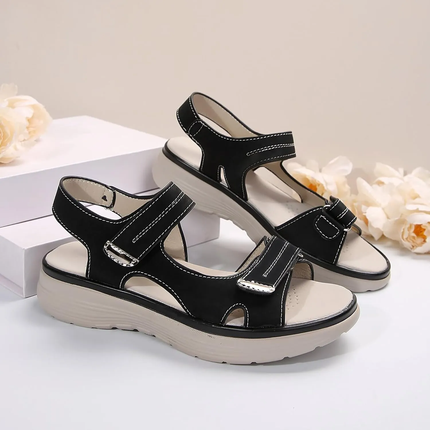 Women's Orthopedic Sandals Comfortable Walking Soft Cushion Foam Sandal Arch Support Shoes Wide Open Toe Shoes