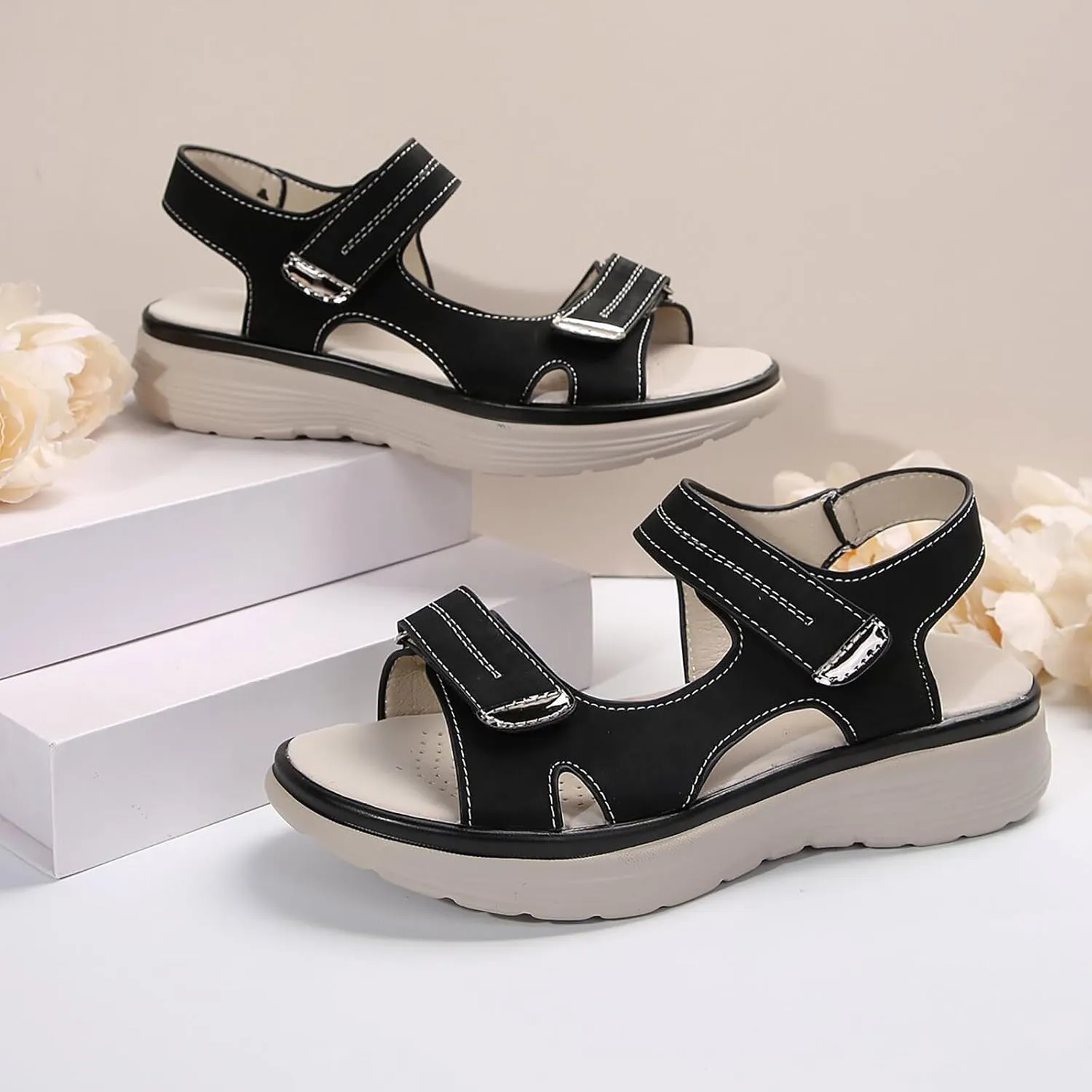 Women's Orthopedic Sandals Comfortable Walking Soft Cushion Foam Sandal Arch Support Shoes Wide Open Toe Shoes