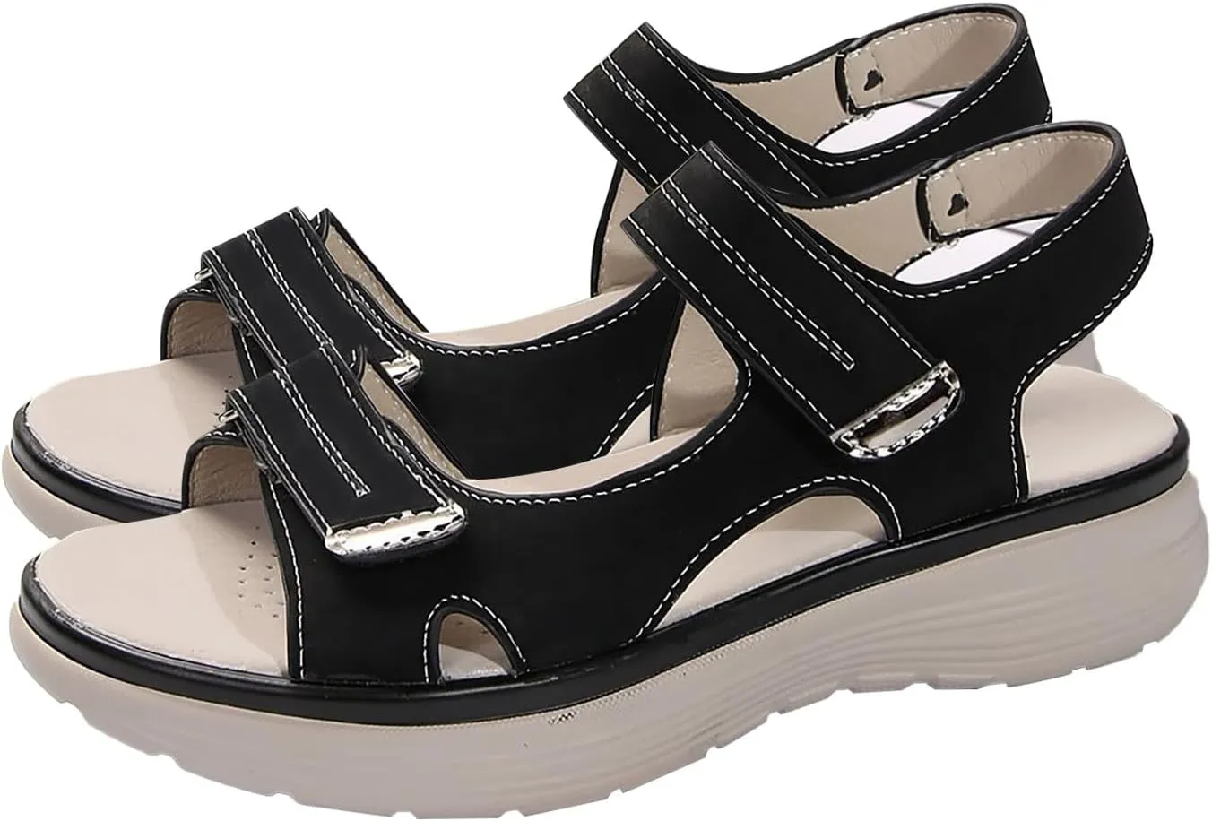 Women's Orthopedic Sandals Comfortable Walking Soft Cushion Foam Sandal Arch Support Shoes Wide Open Toe Shoes