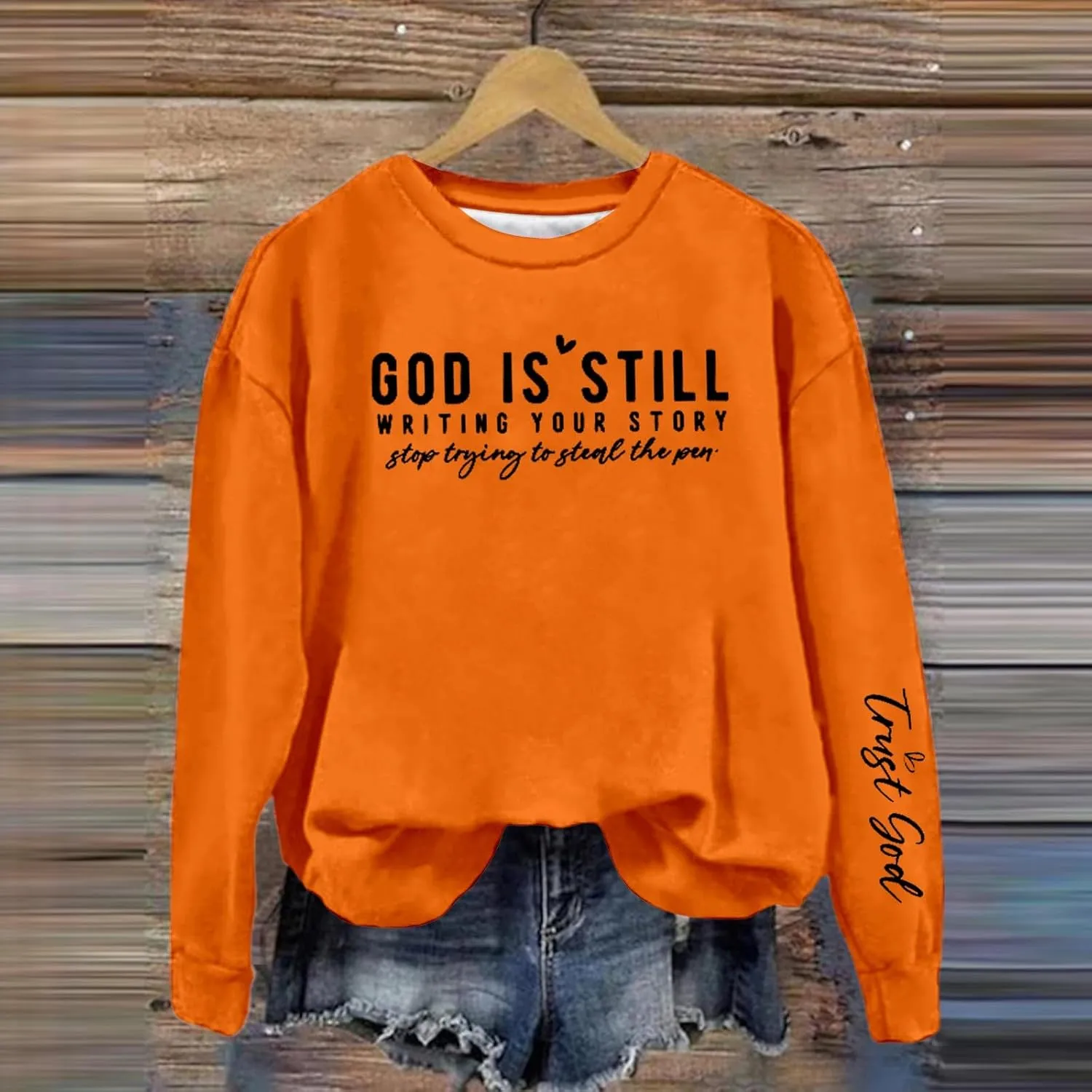 Women's Oversized God Is Still Writing Your Story Loose Sweatshirts Crewneck Winter Fall Long Sleeve Sweaters Fashion