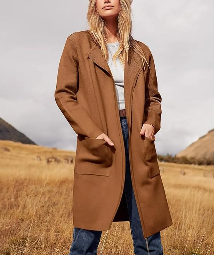 Women's Oversized Open Front Long Cardigans Casual Jacket Coats Long Sleeve Cable Knit Sweaters Outerwear for Fall