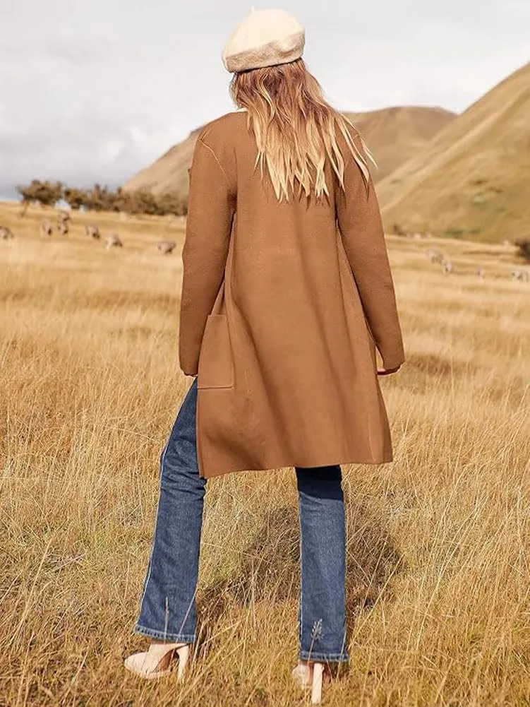 Women's Oversized Open Front Long Cardigans Casual Jacket Coats Long Sleeve Cable Knit Sweaters Outerwear for Fall