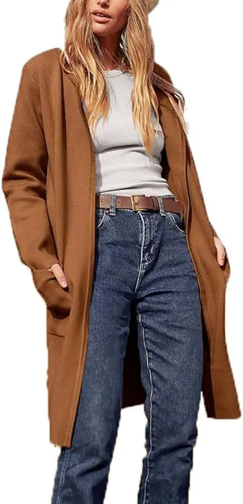 Women's Oversized Open Front Long Cardigans Casual Jacket Coats Long Sleeve Cable Knit Sweaters Outerwear for Fall