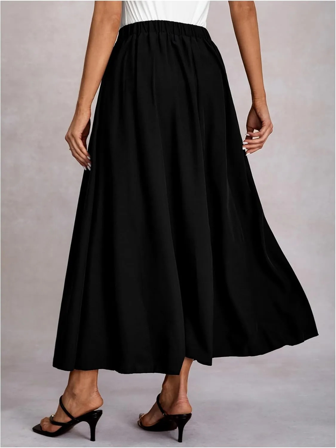 Women's Pleated Maxi Skirt High Waisted A Line Work Business Casual Dress Skirts