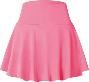Women's Pleated Tennis Skorts Elastic High Waisted Casual Skirt Active Stretchy Mini Skirts Inner Shorts with Pockets