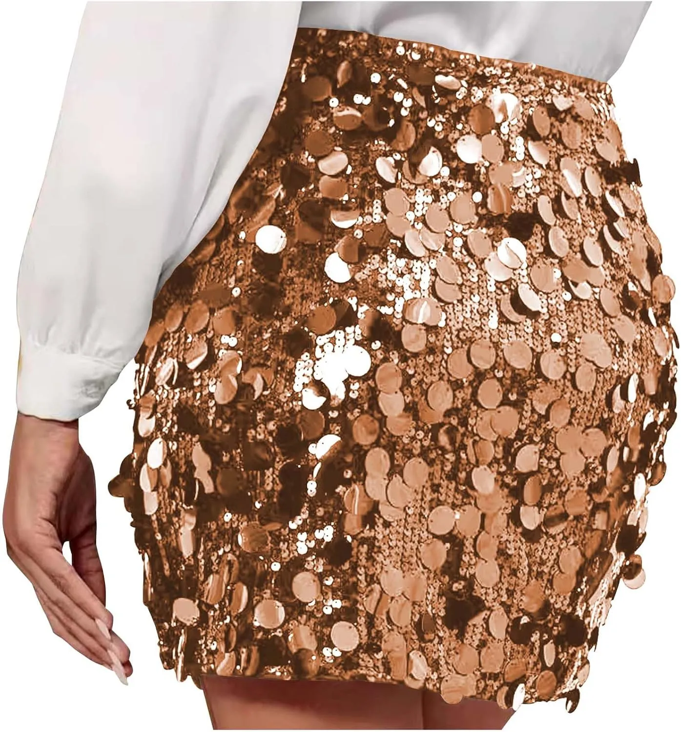 Women's Sequin Skirt Sparkly Mini Skirts Glitter Bodycon Skirt Vintage Disco Skirt Short Pencil Skirt Cocktail Skirts