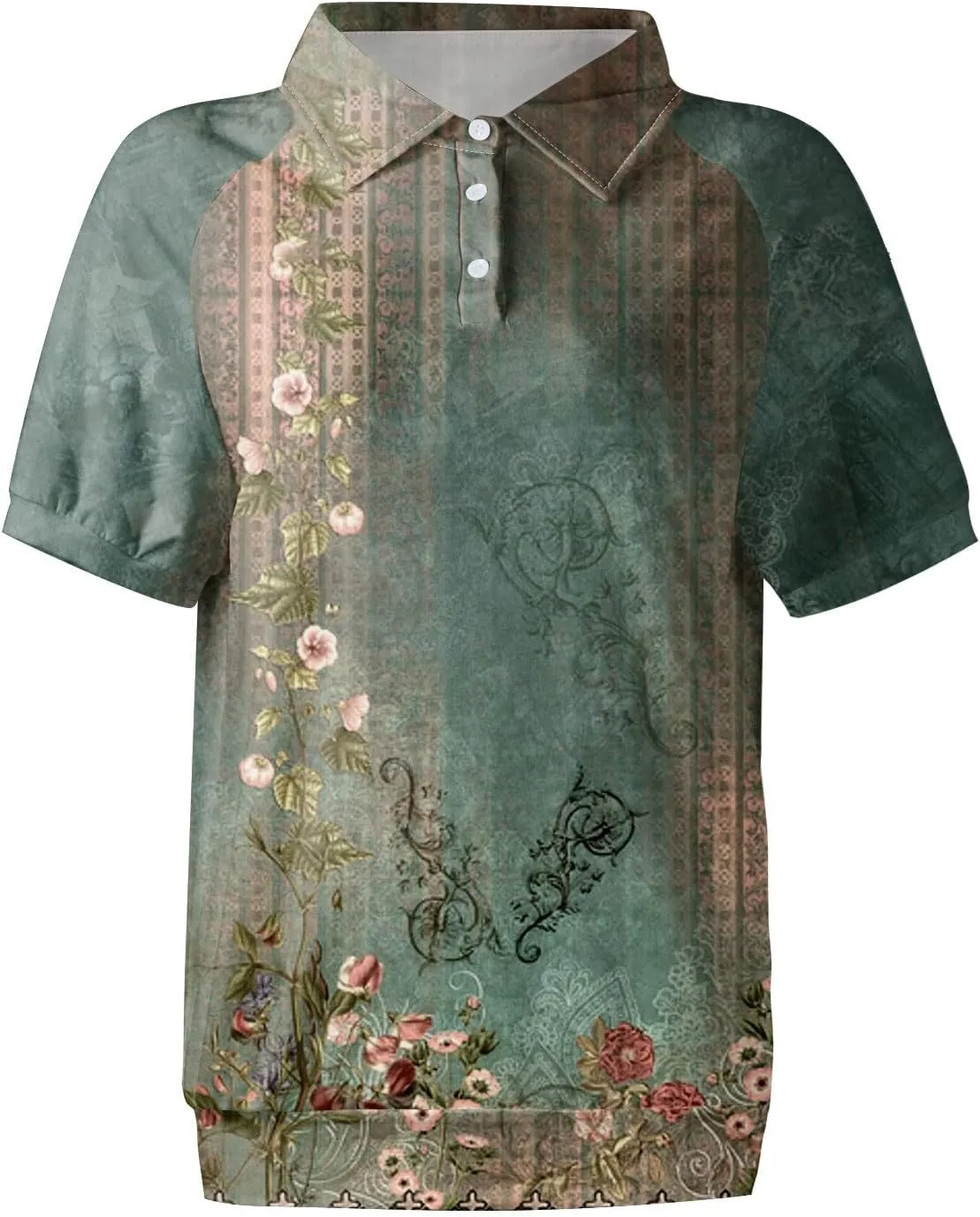 Womens Shirts Casual Short Sleeve Work Outfits Summer Tops Trendy Floral Print Blouses Lapel Collared