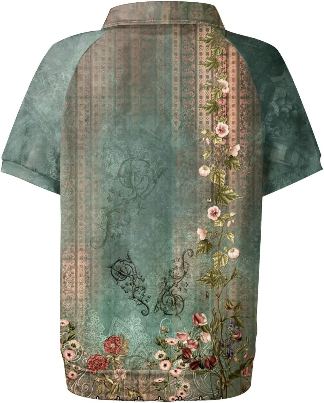 Womens Shirts Casual Short Sleeve Work Outfits Summer Tops Trendy Floral Print Blouses Lapel Collared