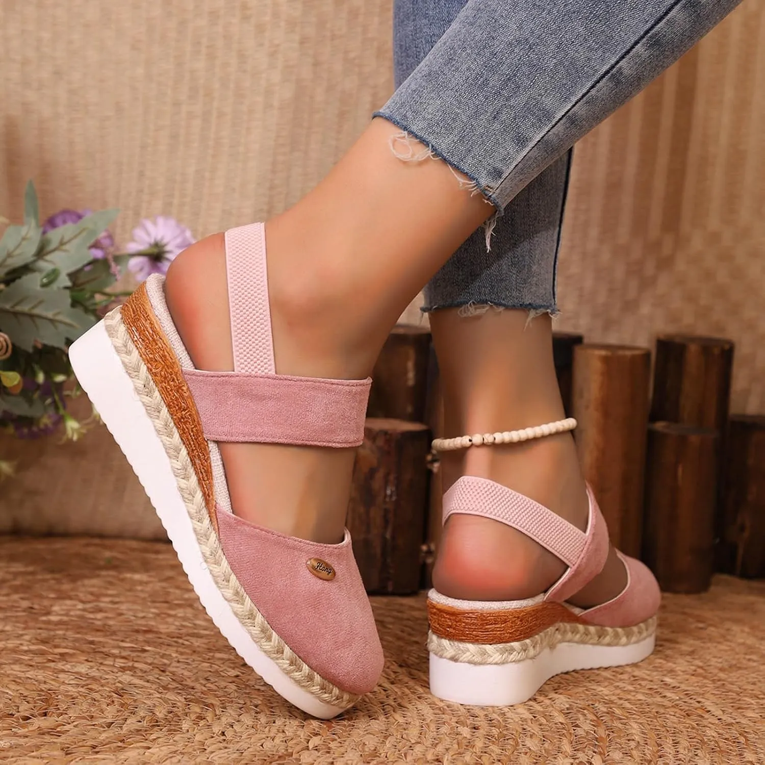 Women's Shoes Wedge High Heel Sandals Solid Color Fashion Sandals