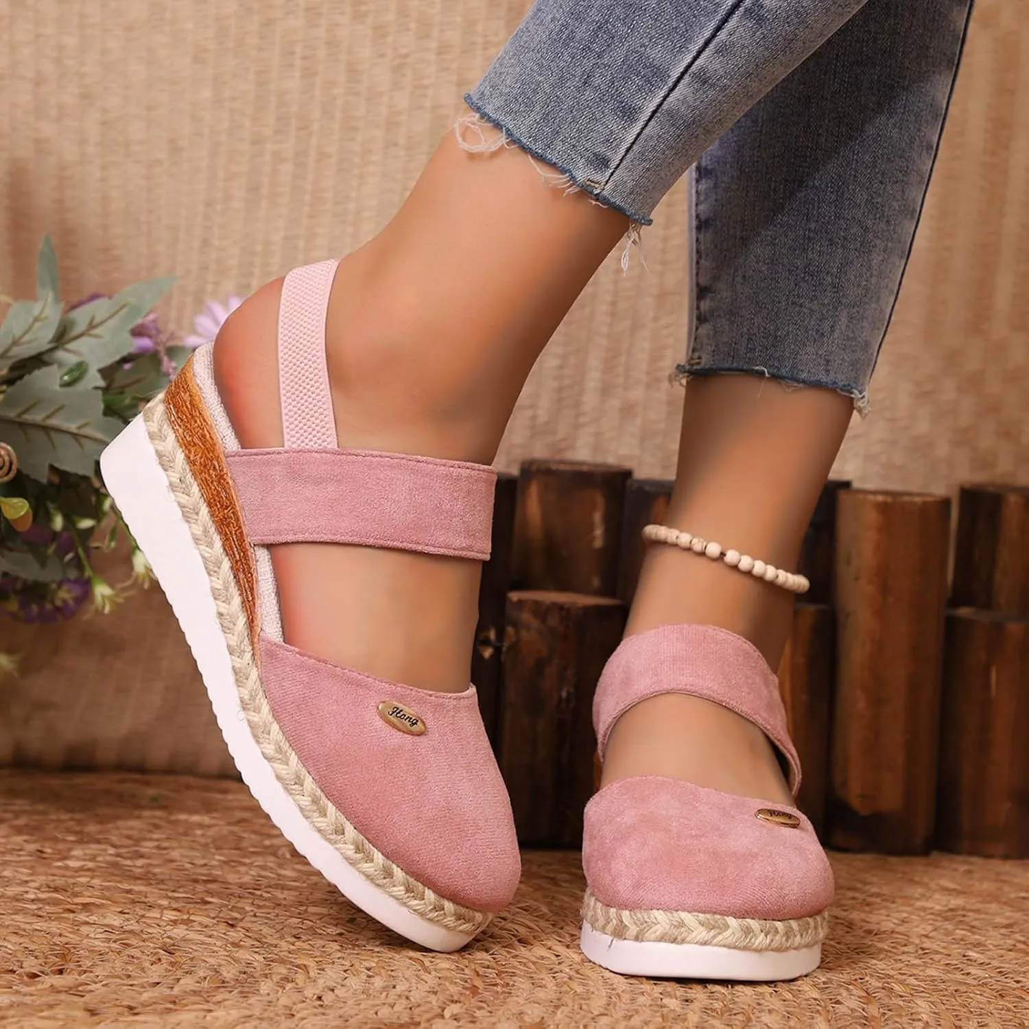 Women's Shoes Wedge High Heel Sandals Solid Color Fashion Sandals