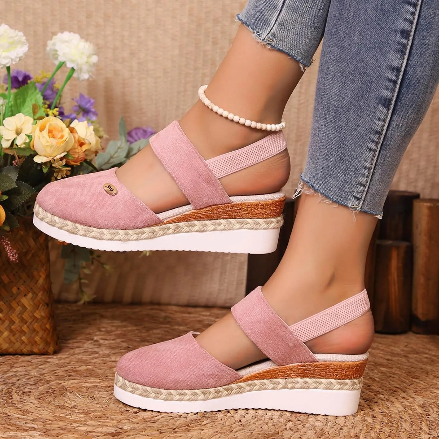 Women's Shoes Wedge High Heel Sandals Solid Color Fashion Sandals