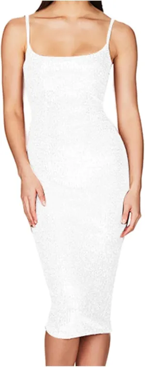 Women's Sleeveless Sequin Dress Spaghetti Strap Slim Wrap Dresses Sparkle Cocktail Party Bodycon A Line Midi Dress