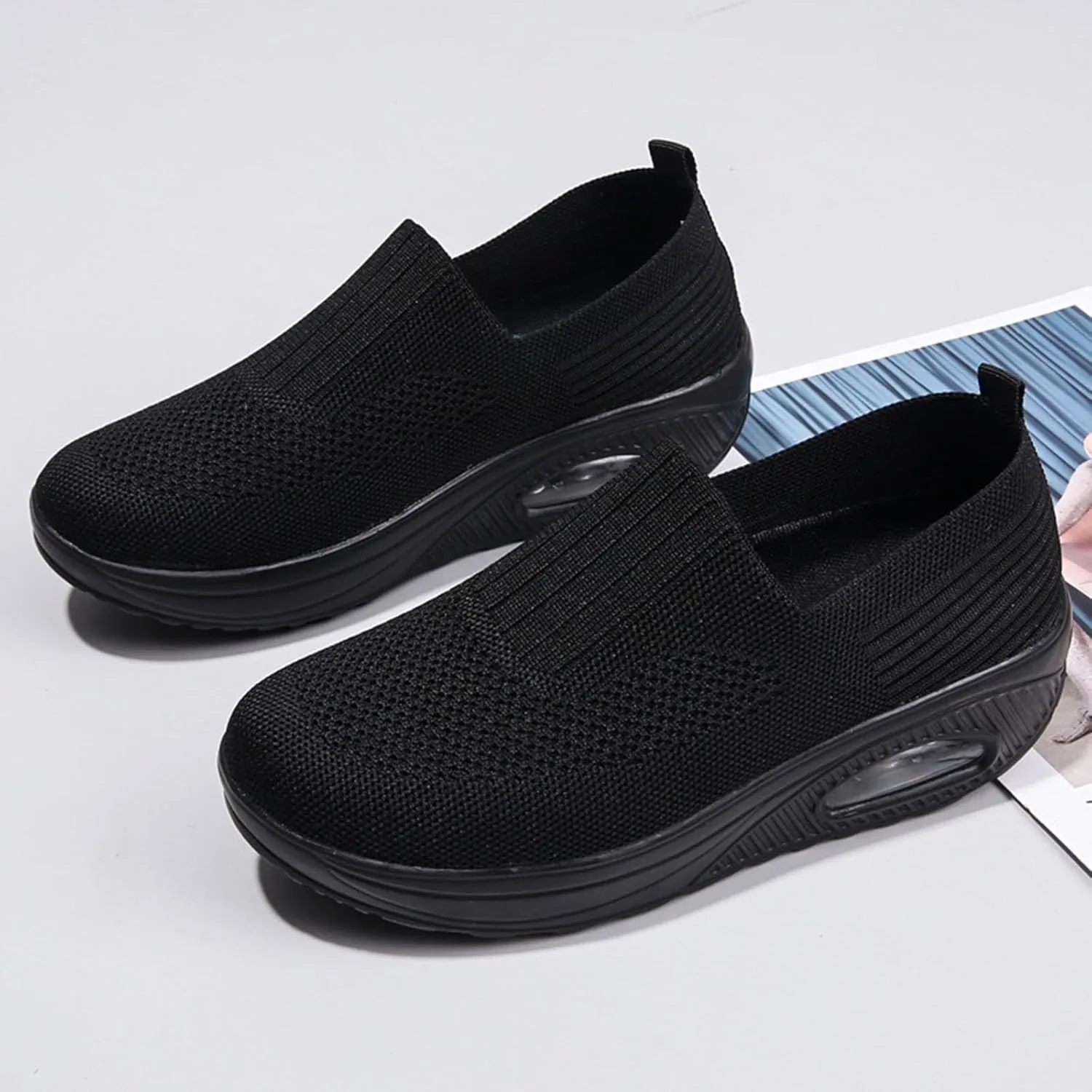 Women's Soft Sole Mesh Comfort Orthopedic Shoes with Arch Support Fit Hands Slip on Go Walking Slip Sneakers