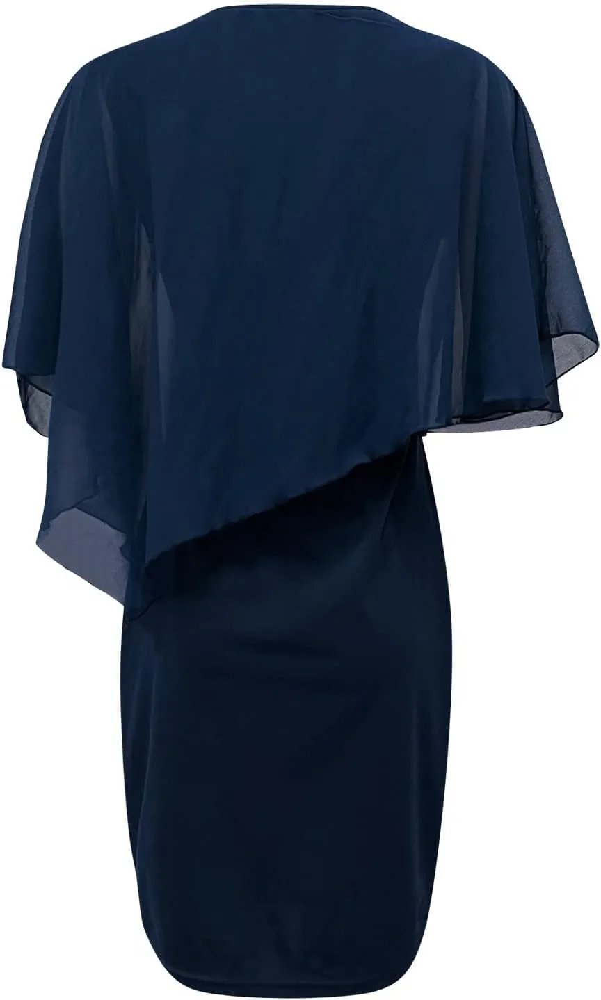 Women's Summer Dresses Mini Sexy Wrap Dresses Irregular Short Sleeve V-Neck Dress Beach Dresses, S-5XL