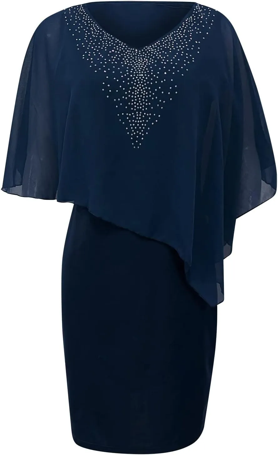 Women's Summer Dresses Mini Sexy Wrap Dresses Irregular Short Sleeve V-Neck Dress Beach Dresses, S-5XL