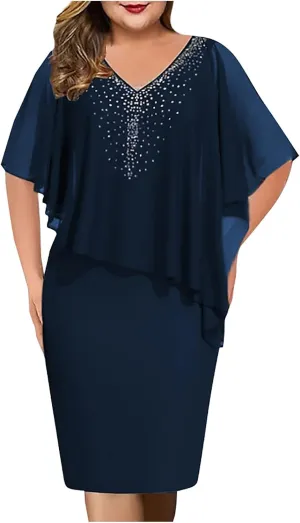 Women's Summer Dresses Mini Sexy Wrap Dresses Irregular Short Sleeve V-Neck Dress Beach Dresses, S-5XL