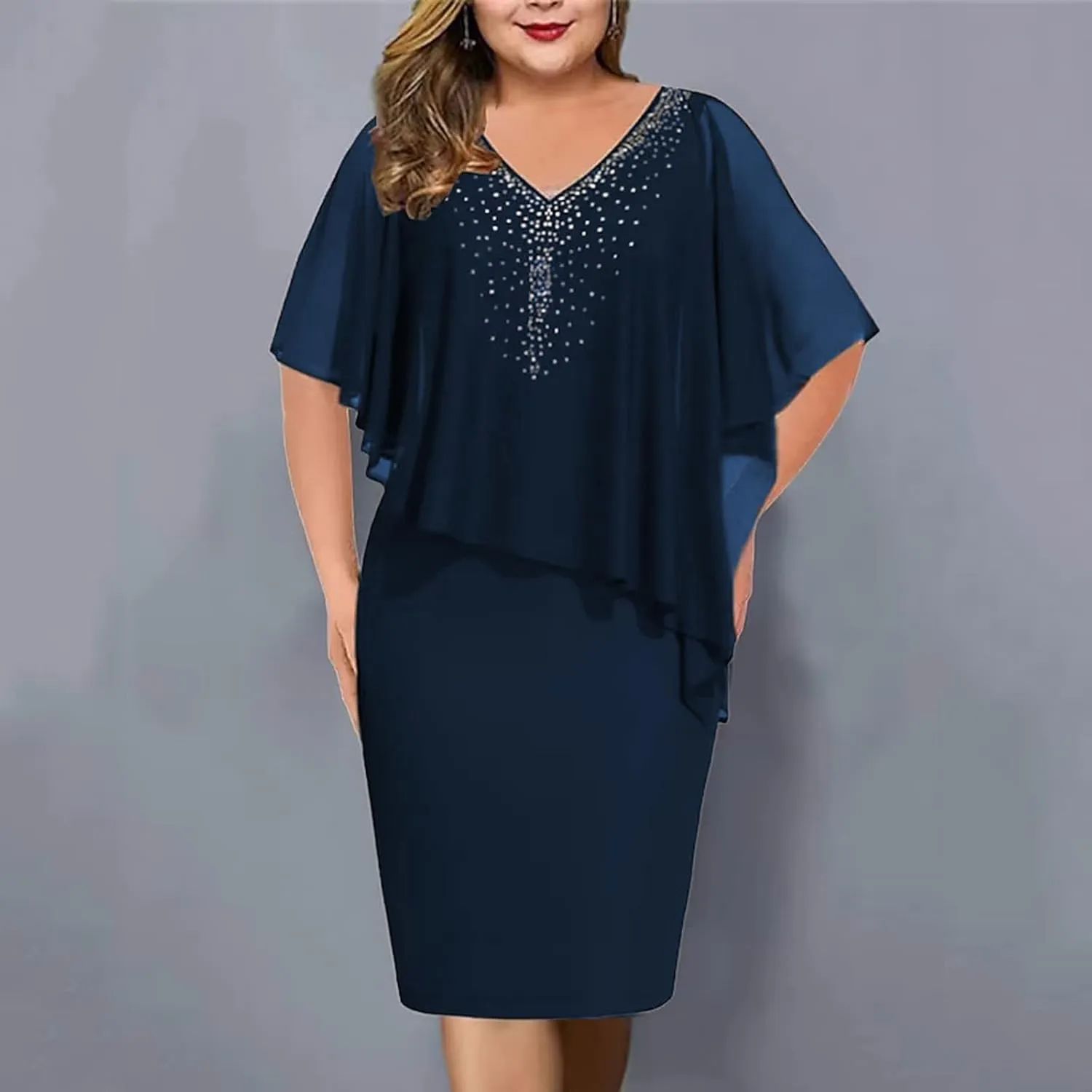 Women's Summer Dresses Mini Sexy Wrap Dresses Irregular Short Sleeve V-Neck Dress Beach Dresses, S-5XL