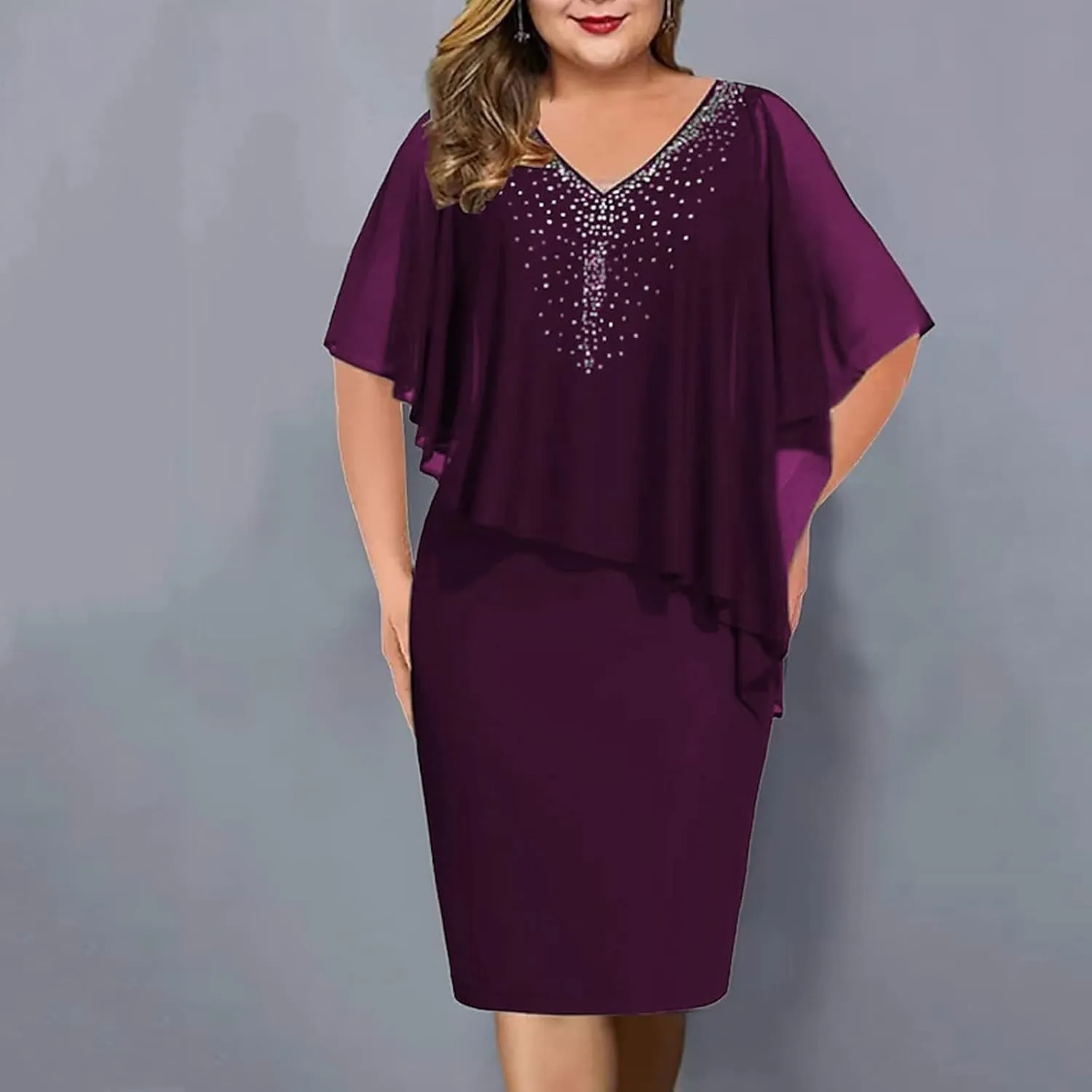 Women's Summer Dresses Mini Sexy Wrap Dresses Irregular Short Sleeve V-Neck Dress Beach Dresses, S-5XL