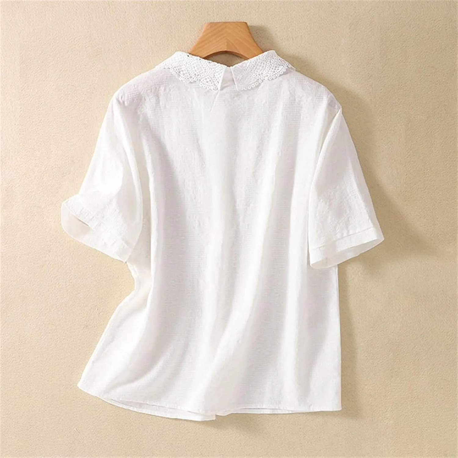 Women's Summer Shirts Polka Dot Printed Cotton Linen Sleeveless Round Neck Tops Button Loose Casual Ladies Blouse