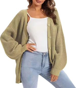 Womens Sweaters Button-Down Long Sleeve Fall and Winter Kintted Cardigan Loose Fit Coat Trendy Comfoy Sweater Jacket