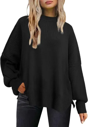 Womens Sweaters Chunky Knit Solid Color Crew Neck Long Sleeve Casual Lightweight Soft Jumper Tops