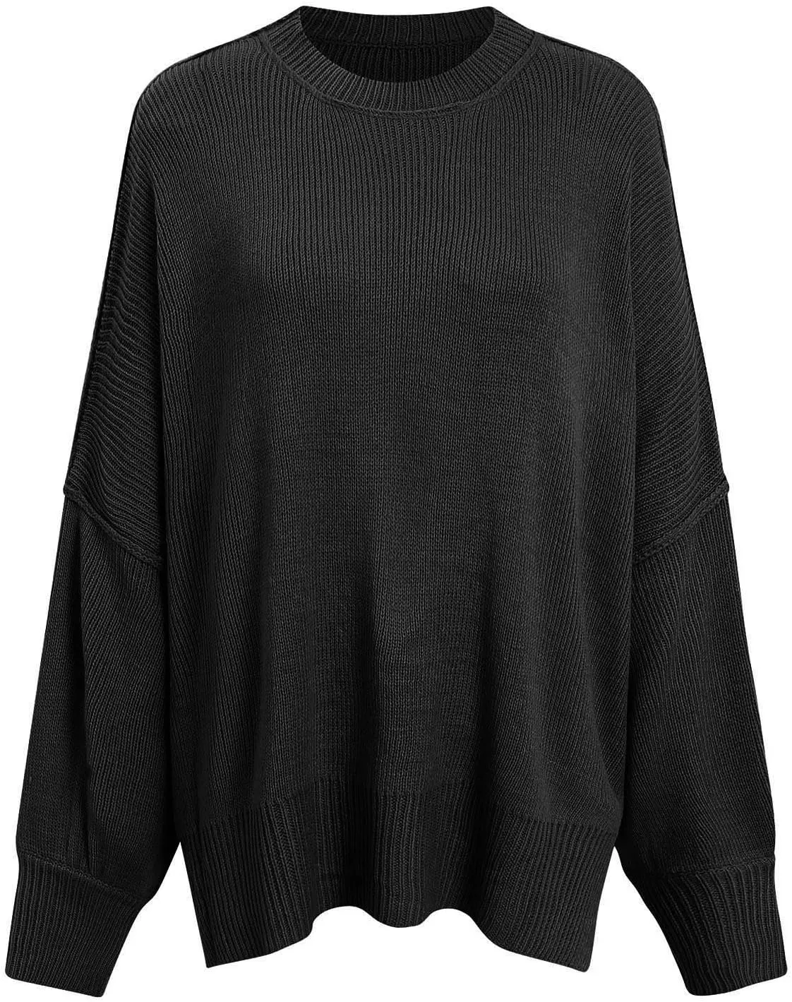 Womens Sweaters Chunky Knit Solid Color Crew Neck Long Sleeve Casual Lightweight Soft Jumper Tops