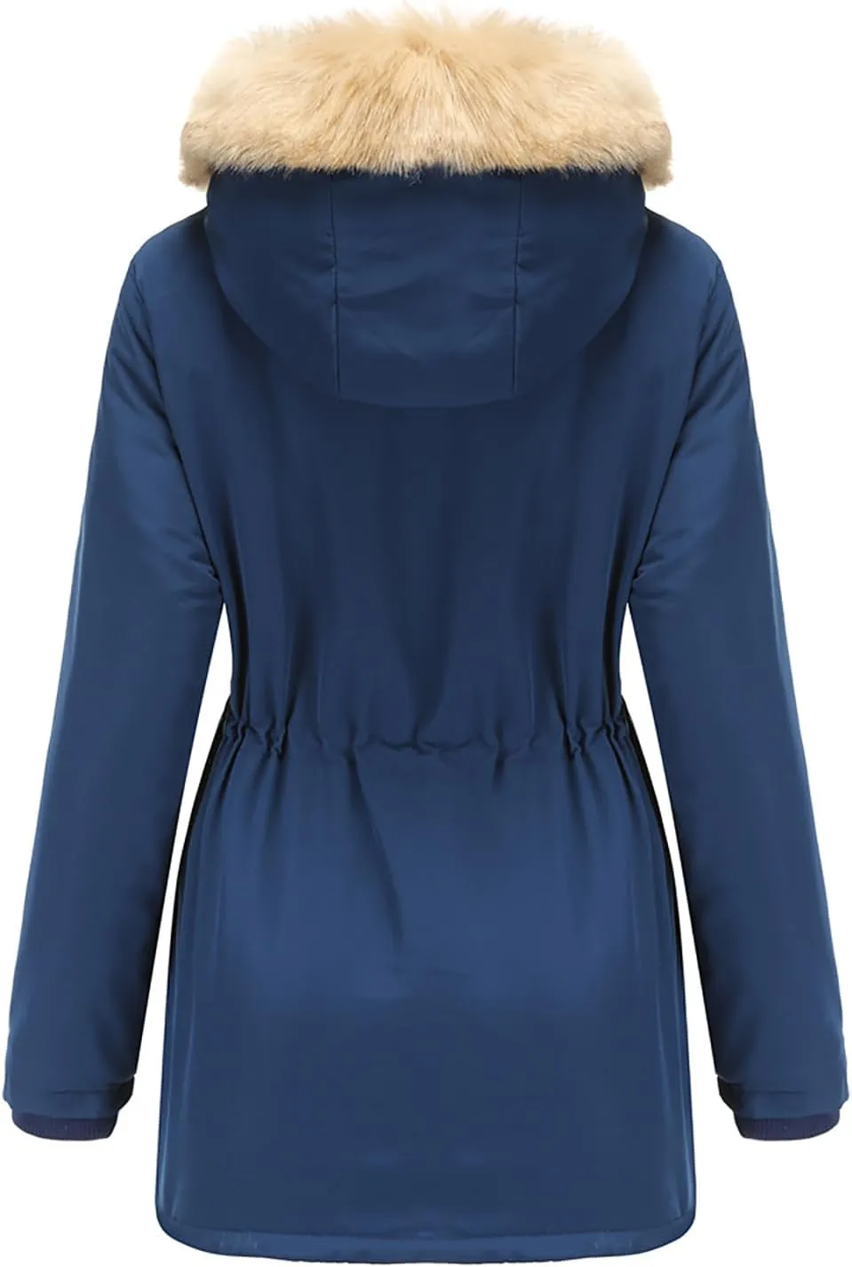 Women's Thicken Fur Lined Warm Winter Coat,Fashion Removable Hood Plus Size Mid Length Jackets Coat with Pockets